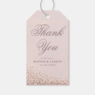 Étiquettes-cadeau Confettis scintillants rose doré Mariage