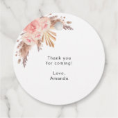 Étiquettes Cadeau Confirmation blush pampas herbe fleuri merci (Dos)