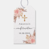 Étiquettes-cadeau Confirmation fille pampas herbe blush merci (Devant)