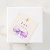 Étiquettes Cadeau Confirmation lavender bow cross girl DIY (En situation)
