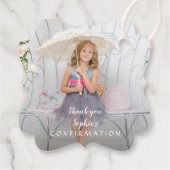 Étiquettes Cadeau Confirmation photo simple de fille de charme (Dos)