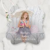 Étiquettes Cadeau Confirmation photo simple de fille de charme (Devant)