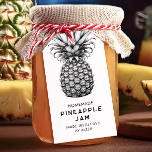 Étiquettes-cadeau Confiture de ananas maison noir et blanc