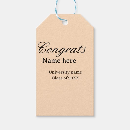 Étiquettes-cadeau Congrats graduate university name class of 20XX na (Devant)