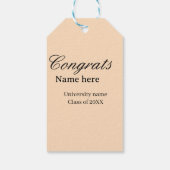 Étiquettes-cadeau Congrats graduate university name class of 20XX na (Dos)