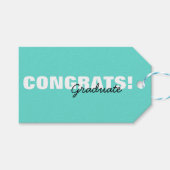 Étiquettes-cadeau Congrats Modernes Aqua Blue Typographie (Devant (Horizontal))
