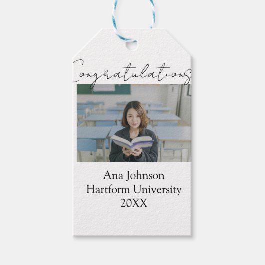 Étiquettes-cadeau Congratulations photo graduate name university yea (Devant)