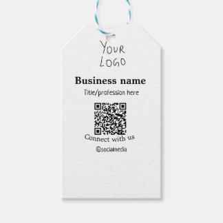 Étiquettes-cadeau Connectez-vous avec nous logo entreprise QR nom de