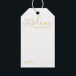 Étiquettes-cadeau Conseil Mariage de script moderne et souhaits or<br><div class="desc">Ajoutez une touche personnelle à votre mariage avec un conseil de mariage de script moderne et une carte d'étiquette de voeux. Cette carte de conseil comporte le titre "mots de sagesse" avec des détails en écriture or et sans serif style de police sur arrière - plan blanc. Parfait pour mariage,...</div>