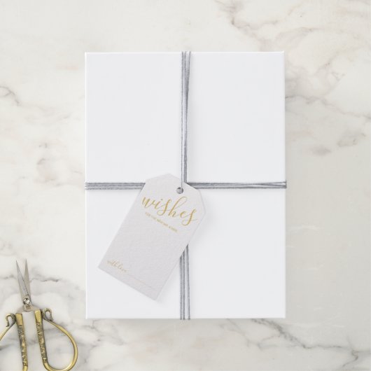 Étiquettes-cadeau Conseil Mariage de script moderne et souhaits or (Avec de la ficelle)