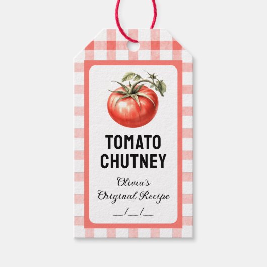 Étiquettes-cadeau Conserve de chutney de tomate avec tomate à l'aqua (Devant)