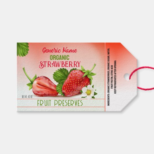 Étiquettes-cadeau Conserve de fruits de fraise (Devant (Horizontal))