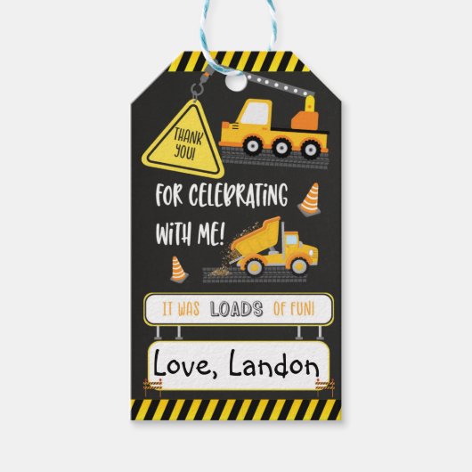 Étiquettes-cadeau Construction Anniversaire Merci (Devant)