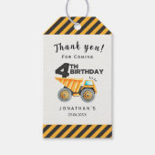 Étiquettes-cadeau Construction Birthday Party 4th years (Devant)