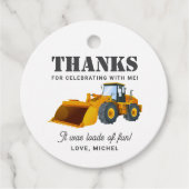 Étiquettes Cadeau Construction Camion Anniversaire Décor (Devant)