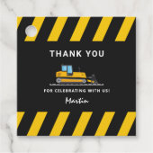 Étiquettes Cadeau Construction jaune et noir Anniversaire des deux c (Devant)