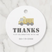 Étiquettes Cadeau Construction Véhicules Camion Garçons Anniversaire (Devant)