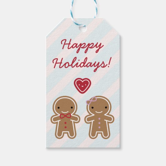 Étiquettes-cadeau Cookie Cute Kawaii Gingerbread Couple (Devant)