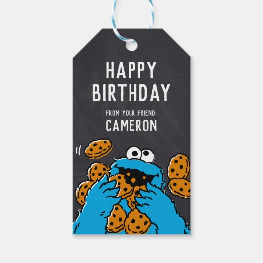 Étiquettes-cadeau Cookie Monster | Joyeux anniversaire de (Devant)