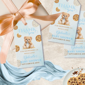 Étiquettes-cadeau Cookies and Milk Baby Shower -  Teddy Baby Shower