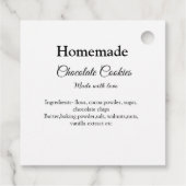 Étiquettes Cadeau cookies au chocolat maison faits avec amour ajoute (Dos)