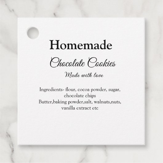 Étiquettes Cadeau cookies au chocolat maison faits avec amour ajoute (Devant)