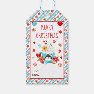 Étiquettes-cadeau Cookies de Noël et bleu cacao