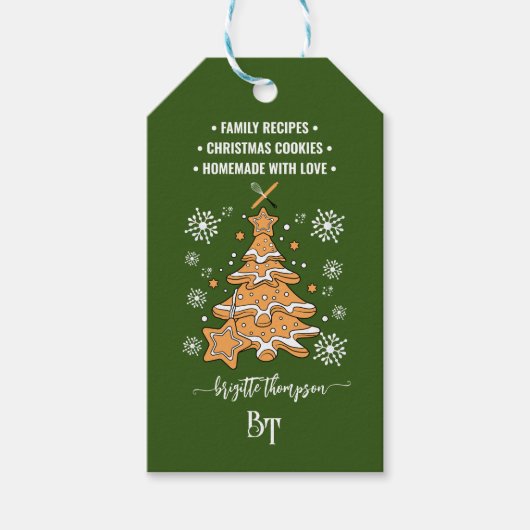 Étiquettes-cadeau Cookies de Noël vert Snowflakes Promo QR Code (Devant)