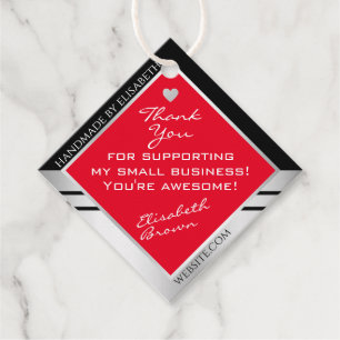 Étiquettes Cadeau Cool Argent noir et couleurs rouges Merci d'emball