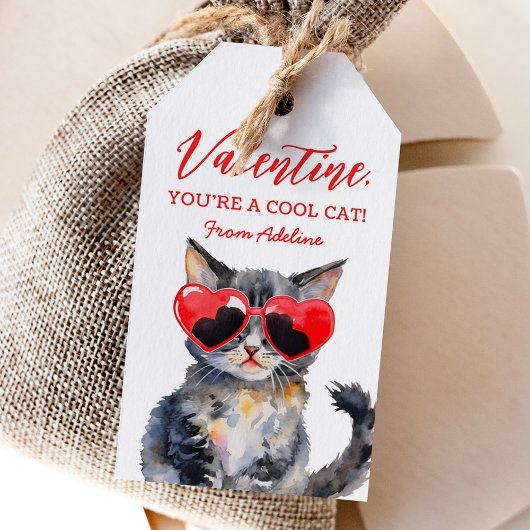 Étiquettes-cadeau Cool Chat Kitten Enfants Valentines Jour