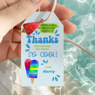 Étiquettes-cadeau Cool de la fête populaire Ices Merci bleu