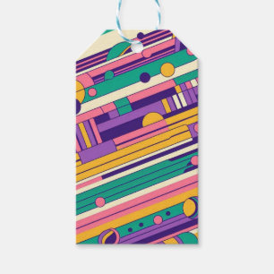 Étiquettes-cadeau Cool, design rétro coloré des années 80/90