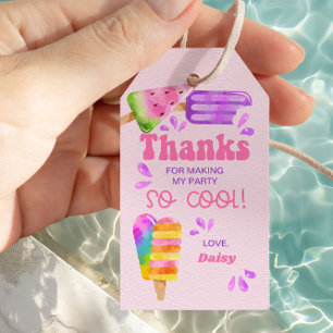 Étiquettes-cadeau Cool du Parti Popsicle Ices Merci rose