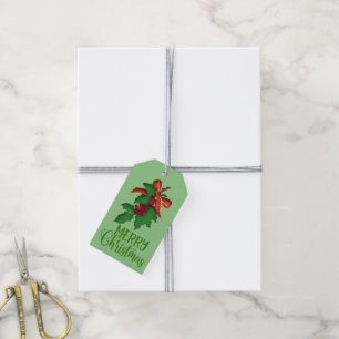 Étiquettes-cadeau Cool Green Joyeux Noël mistletoe Personnalisé