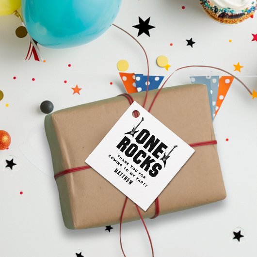 Étiquettes Cadeau Cool noir et blanc One Rocks Merci pour enfants