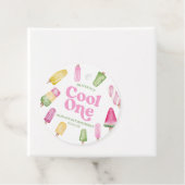 Étiquettes Cadeau Cool One Pink Retro Popsicle 1er anniversaire (En situation)