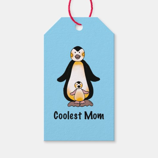 Étiquettes-cadeau Coolest Mom Penguin Family Design (Devant)