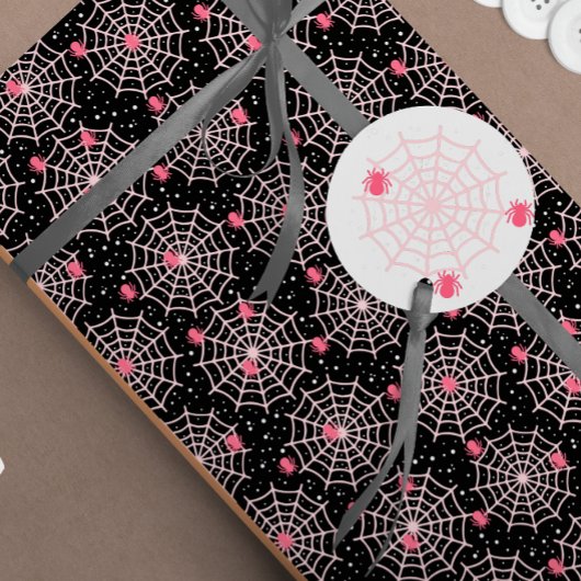 Étiquettes Cadeau Coordination de l'araignée rose d'Halloween et de 
