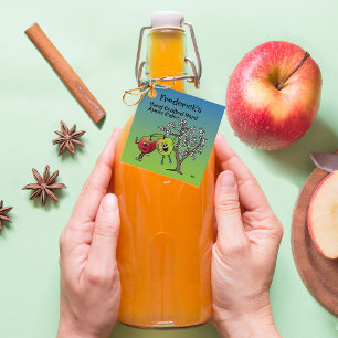 Étiquettes Cadeau Copains de pomme dessin animé drôle cidre tarte et