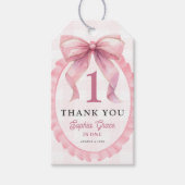 Étiquettes-cadeau Coquette à mâchoires roses 1er anniversaire (Devant)