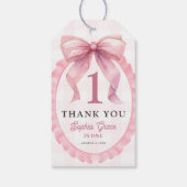 Étiquettes-cadeau Coquette à mâchoires roses 1er anniversaire (Dos)