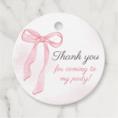 Étiquettes Cadeau Coquette Aquarelle rose mignonne Bow Anniversaire (Devant)