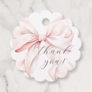 Étiquettes Cadeau Coquette Bow Baby shower rose