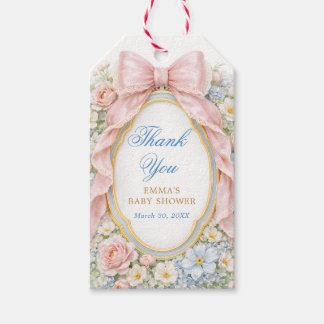 Étiquettes-cadeau Coquette Bow Bloom Baby Shower Thank You