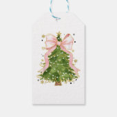 Étiquettes-cadeau Coquette Bow Christmas Tree Vacances Fille tenue W (Dos)