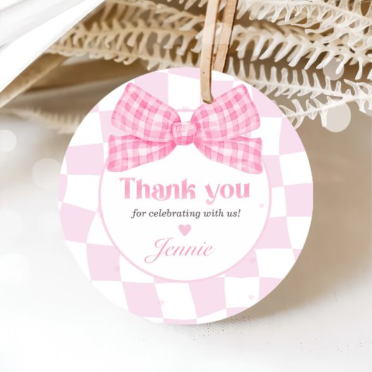 Étiquettes Cadeau Coquette Bow rose 1er anniversaire