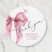 Étiquettes Cadeau Coquette Bow rose fille Merci d'anniversaire (Devant)