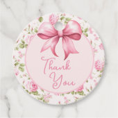 Étiquettes Cadeau Coquette Bow rose Merci (Devant)