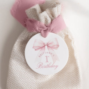 Étiquettes Cadeau Coquette Bow rose Premier anniversaire