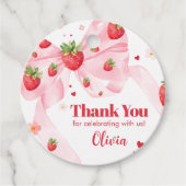 Étiquettes Cadeau Coquette fraise fête d'anniversaire ronde (Devant)
